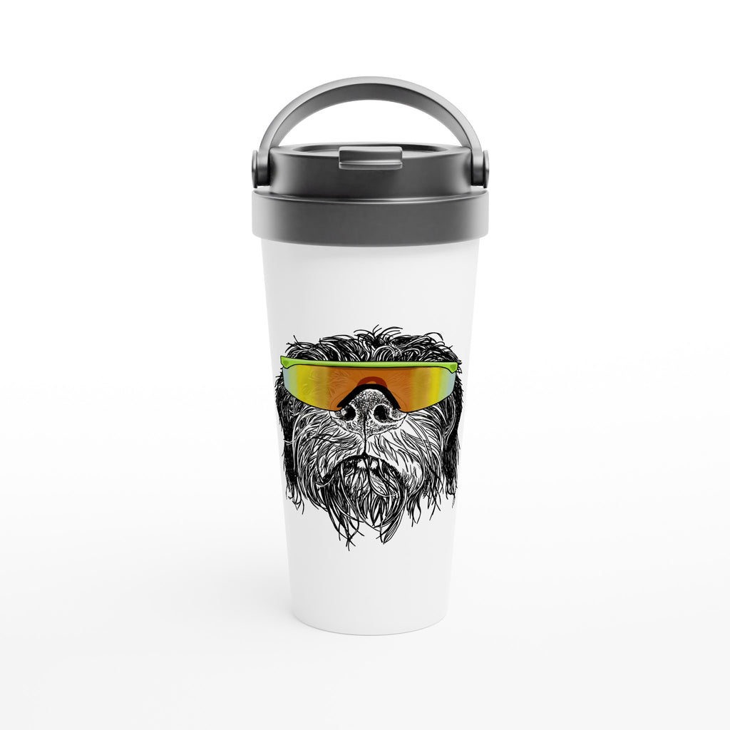 Scruff Dog - White 15oz Stainless Steel Travel Mug